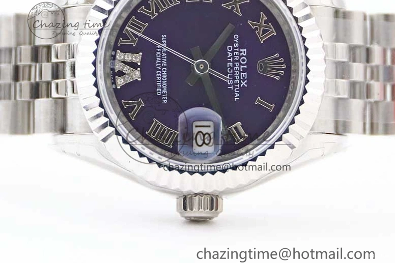 MiroTime 0516 Lady DateJust 28 SS TWF 1:1 Best Edition 904L Steel Purple Dial Roman Markers on President Bracelet NH TravelReady 2172